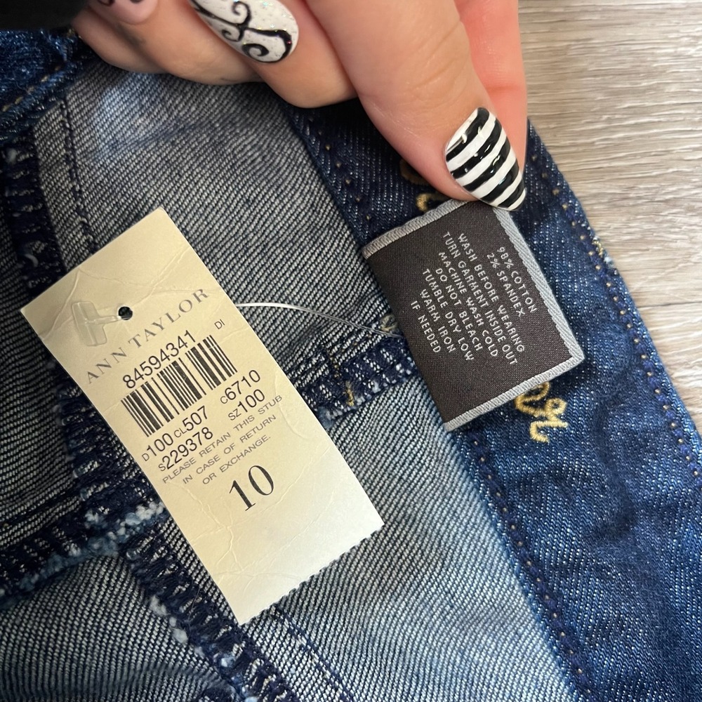 Ann Taylor Jeans Womens 10 Blue Modern Fit Lindsay Waist Straight Leg Dark Wash - Picture 3 of 13